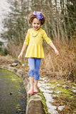 Cornflower Ruffle Button Capris