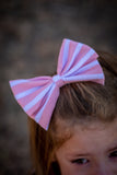 Pink & White Stripe 4.5" Fabric Bow