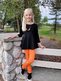 Orange Ruffle Button Leggings
