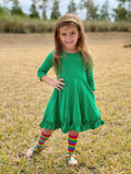 Green Dot Long Sleeve Emmy Dress