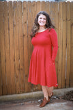 Women's Red Dot Long Sleeve Dress - SIZE DOWN