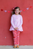 Cupid's Crush Red & Pink Stripe Ruffle Button Leggings