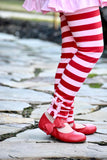 Cupid's Crush Red & Pink Stripe Ruffle Button Leggings
