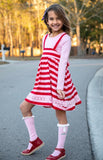 Cupid's Crush Red & Pink Striped Suspender Skirt