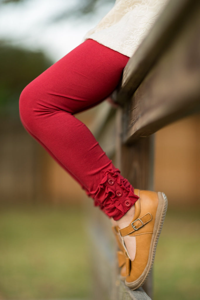 2023 Fall Extras Ruffle Button Leggings - ALL COLORS