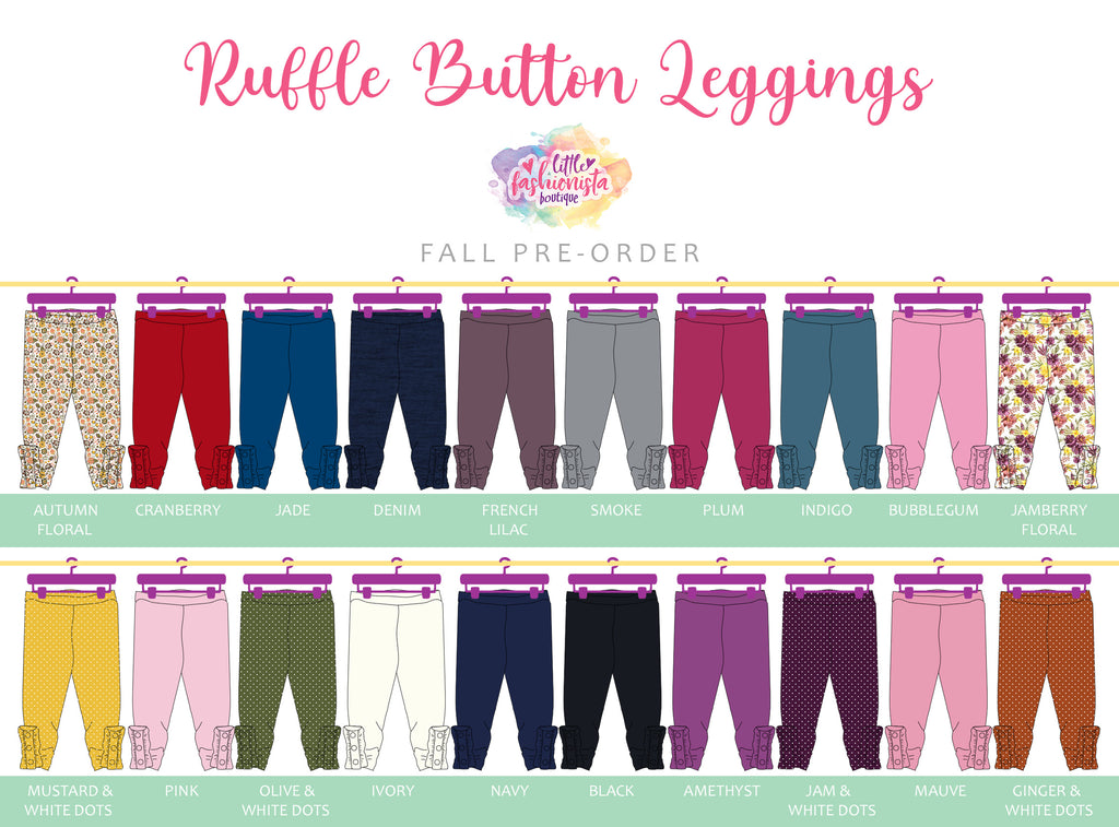 2023 Fall Extras Ruffle Button Leggings - ALL COLORS