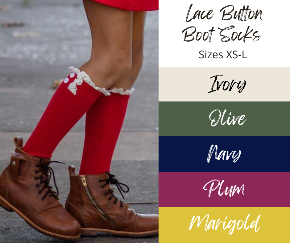 Lace Button Boot Socks - ALL COLORS