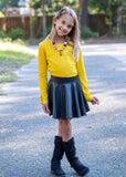 Mustard Ruffle Button Long Sleeve Top
