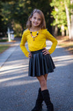 Mustard Ruffle Button Long Sleeve Top