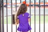 Purple Jersey Stripe Ruffle Tunic