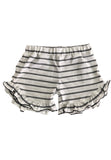 Double Black Stripe Monroe Ruffle Shorts