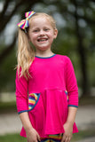 Hot Pink & Fall Rainbow Stripe 3/4 Sleeve Peplum