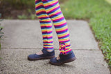 Fall Rainbow Stripe Ruffle Button Leggings