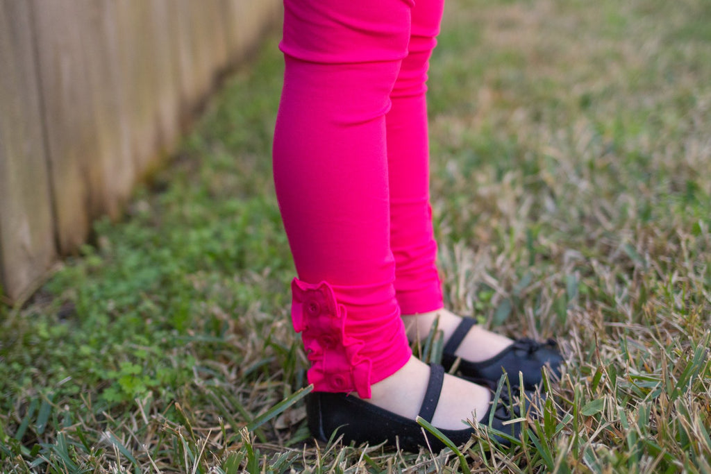 Girls Soft Cotton Ruffle Leggings | Hot Pink