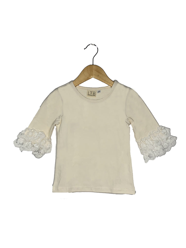 Ivory Lace Bell 3/4 Sleeve Top - Little Fashionista Boutique