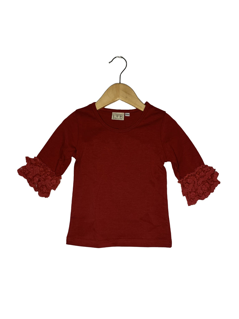 Cranberry Lace Bell 3/4 Sleeve Top - LAST ONE!