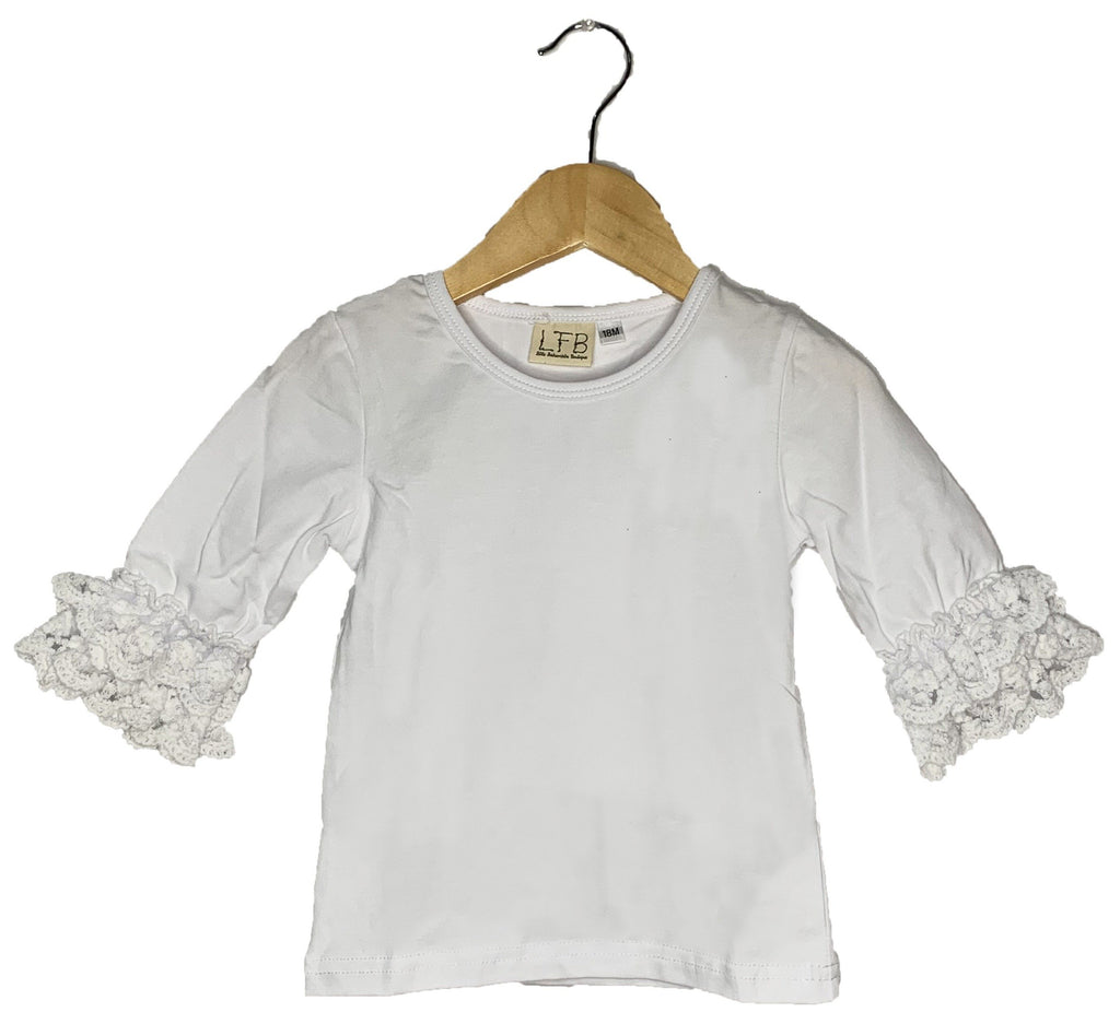 White Lace Bell 3/4 Sleeve Top