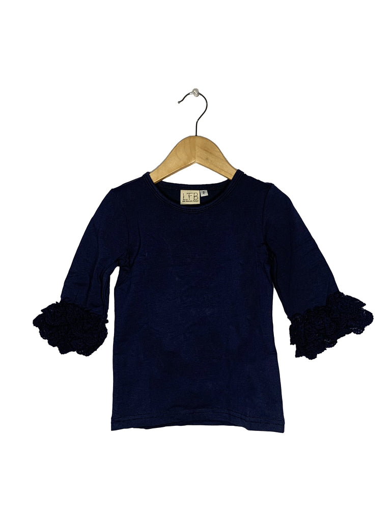 Navy Lace Bell 3/4 Sleeve Top -LAST ONE!