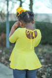 Sunshine Yellow Half Sleeve Peplum - Little Fashionista Boutique