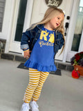 Royal Blue Jersey Stripe Ruffle Tunic