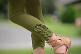 Olive Ruffle Button Leggings