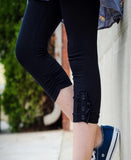 Black Ruffle Button Capris