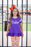 Purple Jersey Stripe Ruffle Tunic