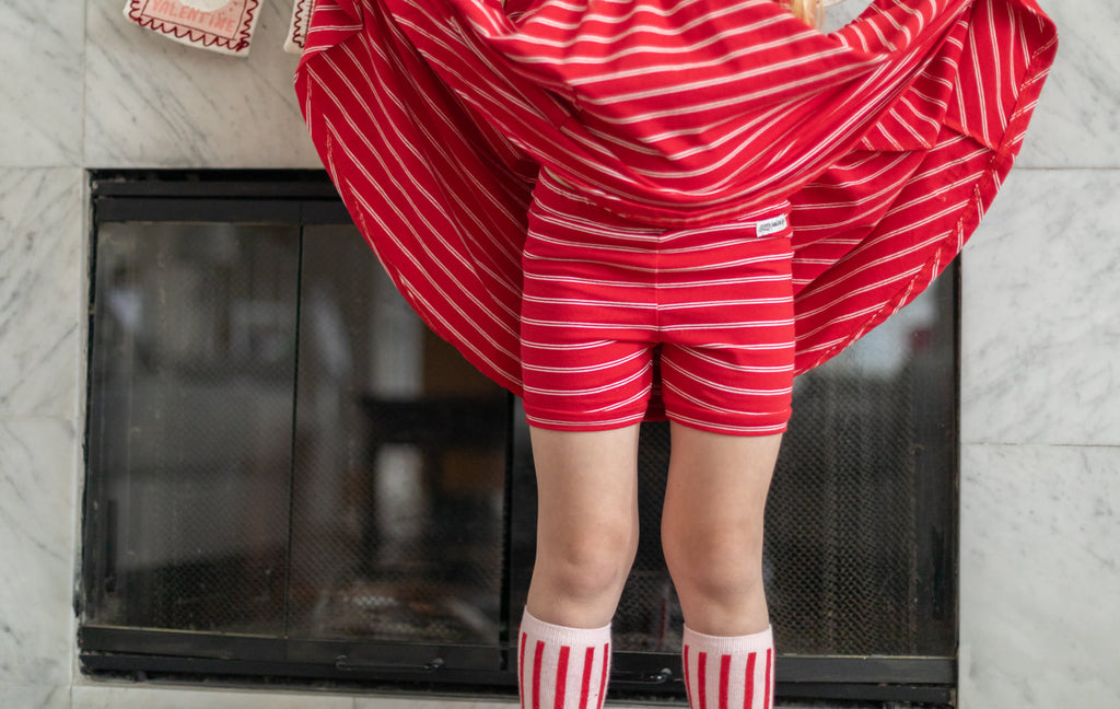 Red & White Stripe Long Sleeve Channy Dress