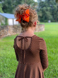 Chocolate Dots 3/4 Ruched Sleeve Emmy Dress