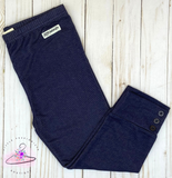 Knit Denim Cuff Button Capris