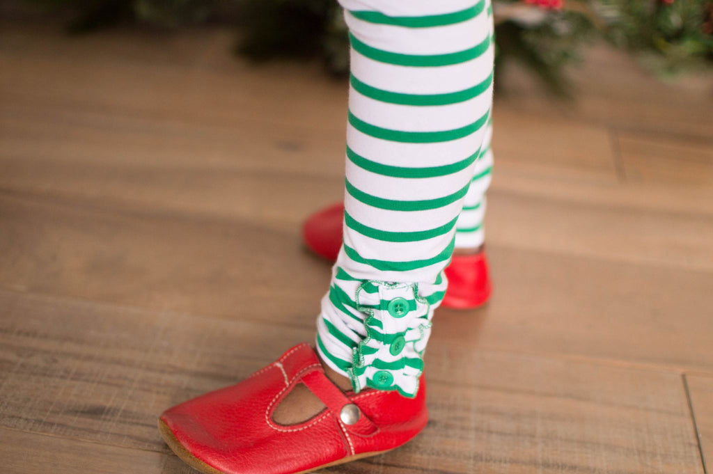 Peppermint Stripe Ruffle Button Leggings - Little Fashionista Boutique