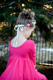 Hot Pink 3/4 Sleeve Elli  Dress