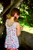 Flower Power Ribbed Sleeveless Peplum
