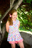 Flower Power Ribbed Sleeveless Peplum