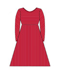 Red & White Women's Long Sleeve Dress - SIZE DOWN