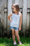 Gray/White Stripe Racerback Ruffle Bib Tank - Little Fashionista Boutique