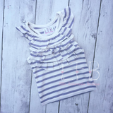 Gray/White Stripe Racerback Ruffle Bib Tank - Little Fashionista Boutique