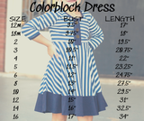 Charcoal Stripe 3/4 Sleeve Colorblock Dress