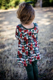 Winter Floral & Emerald Long Sleeve Harper Button Tunic