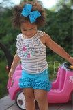 Gray/White Stripe Racerback Ruffle Bib Tank - Little Fashionista Boutique