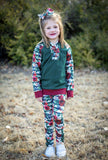 Winter Floral & Emerald Ruffle Chest Hoodie