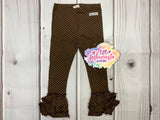 Chocolate Dot Truffle Triple Ruffle Leggings