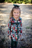 Winter Floral & Emerald Long Sleeve Harper Button Tunic