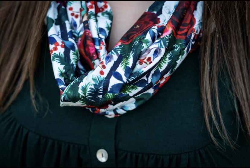 Womens Winter Floral Infinity Scarves