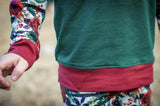 Winter Floral & Emerald Ruffle Chest Hoodie