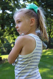 Gray/White Stripe Racerback Ruffle Bib Tank - Little Fashionista Boutique