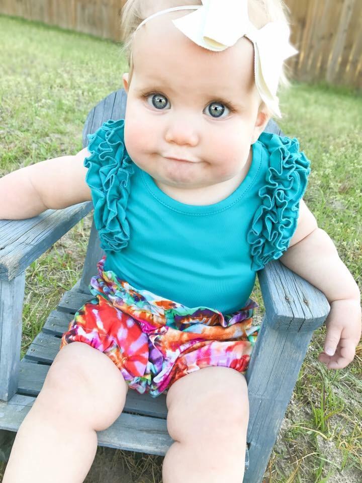 Teal Icing Ruffle Flutter Sleeve Tank Top - Little Fashionista Boutique