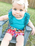 Teal Icing Ruffle Flutter Sleeve Tank Top