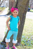 Teal Icing Ruffle Flutter Sleeve Tank Top - Little Fashionista Boutique