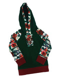 Winter Floral & Emerald Ruffle Chest Hoodie